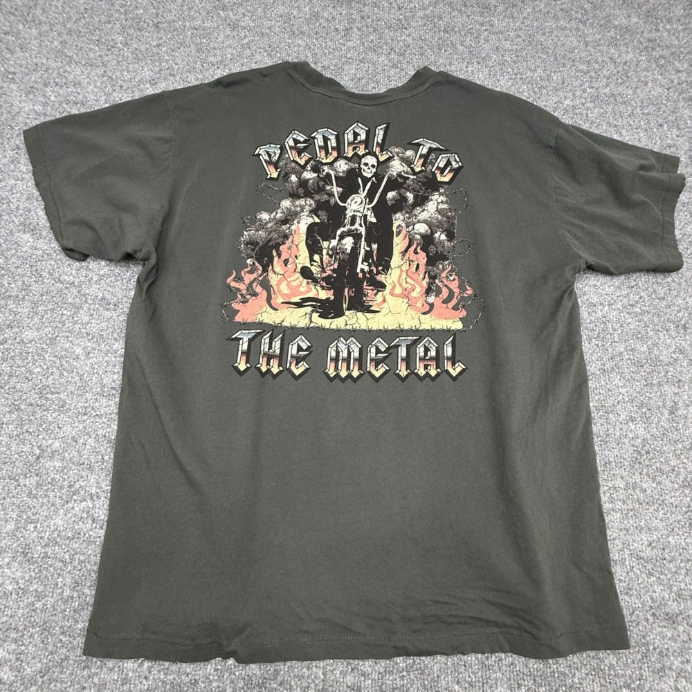 Empyre‎ Mens Pedal To The Metal Skeleton Biker Graphic T-Shirt Faded Black Large